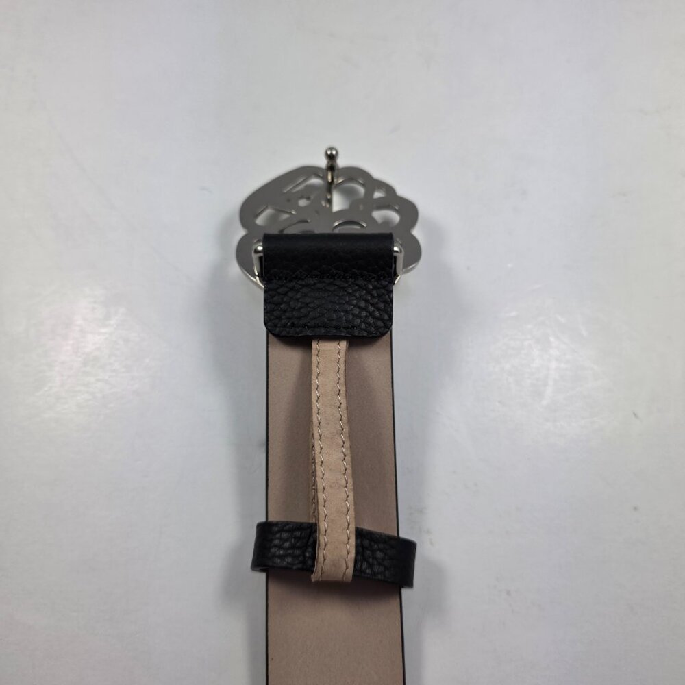 Alexander McQueen Black Leather Belt w/ AM Monogram Buckle — Size 90/36 (Italy) - Picture 7 of 8